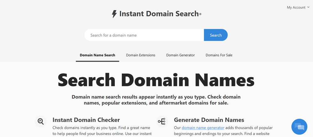 instant domain search