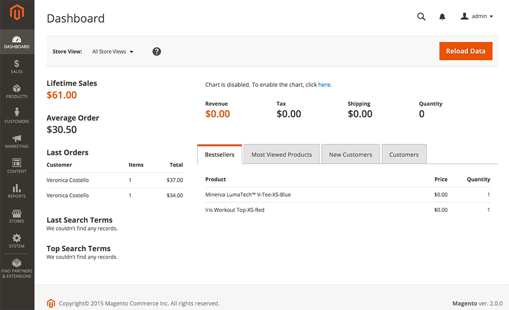 magento 2 admin interface