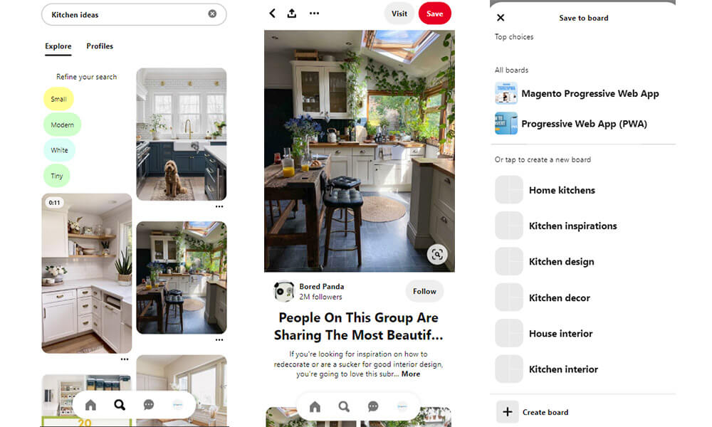 pinterest pwa on mobile