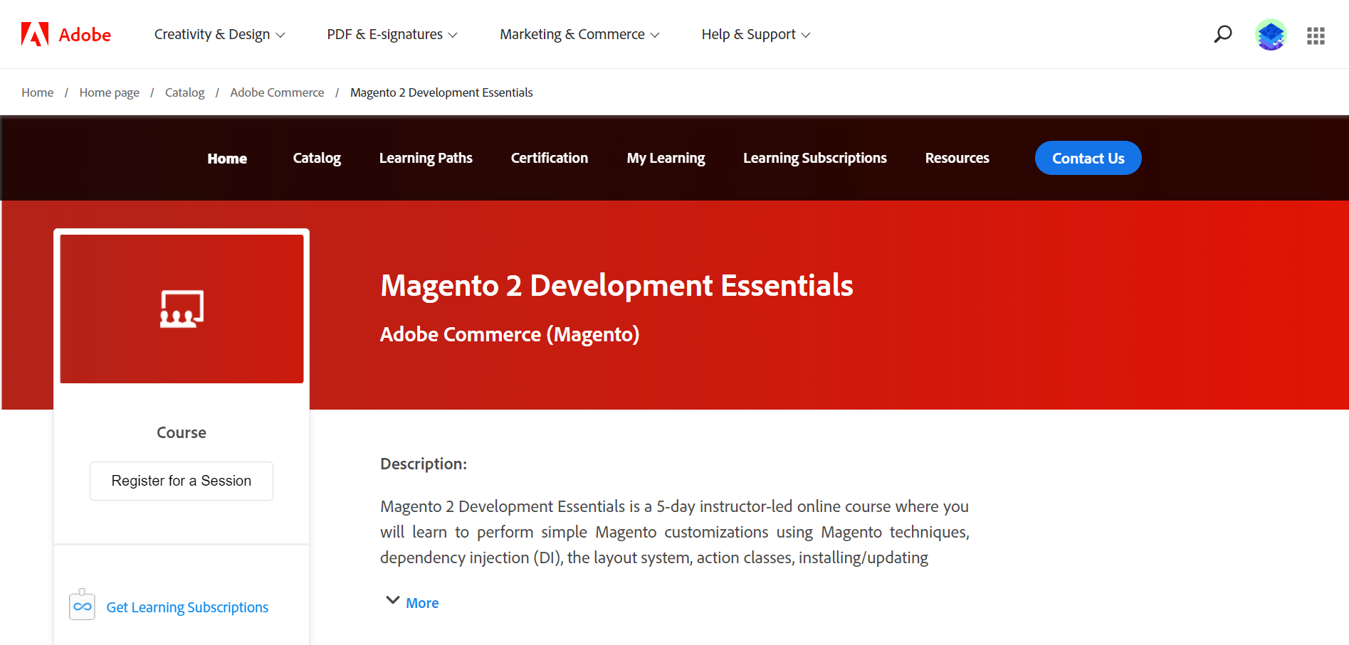 Magento 2 Development Essential course