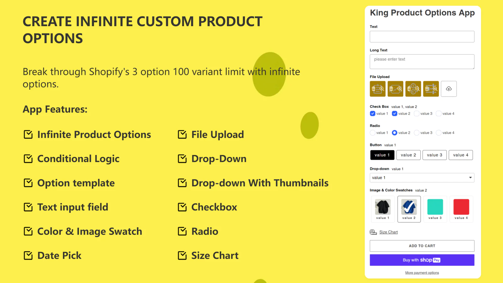 King Product Options & Variant