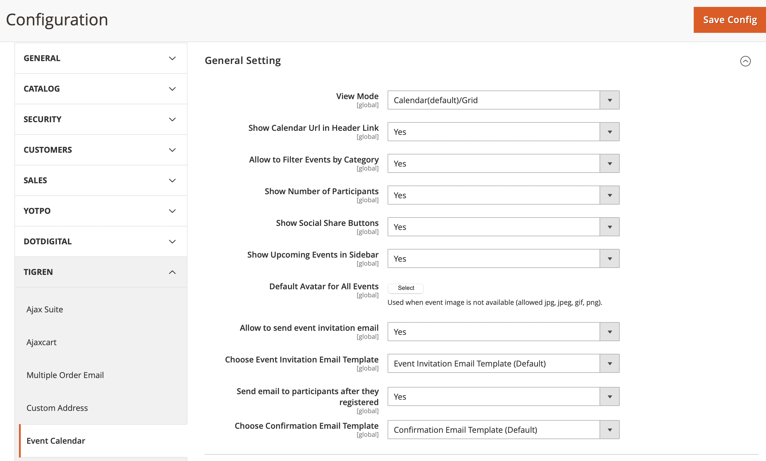 module settings